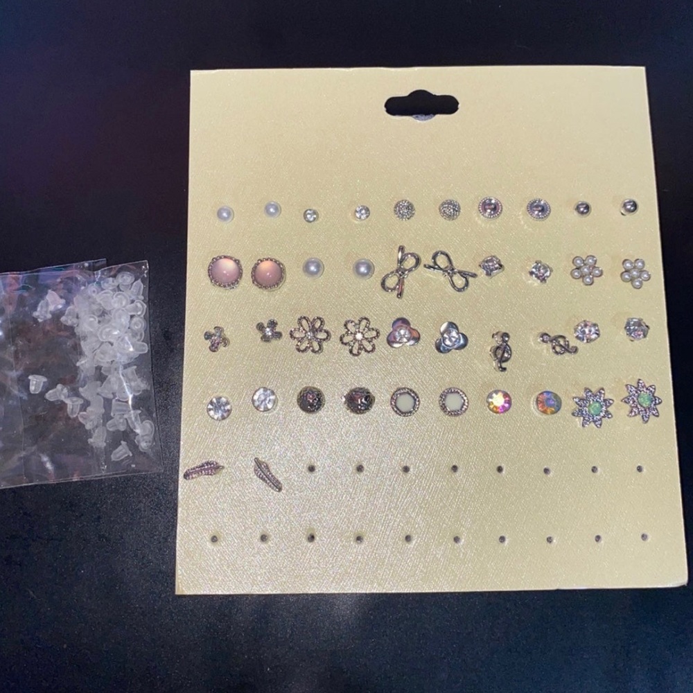 Small CZ set of 21 Earrings 925K Sterling Silver jewelry Brand New